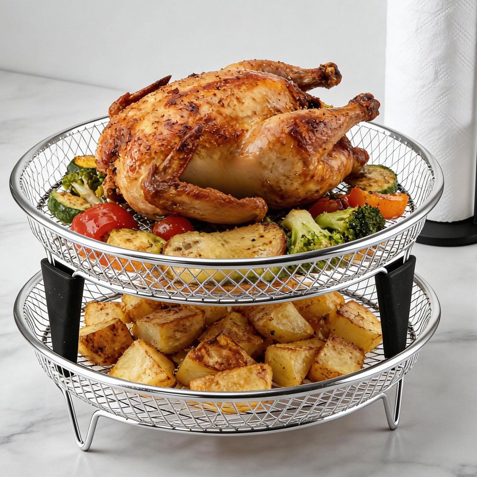 Commercial Kitchen Steamer - Air Fryer Accessories Stainless Steel Stackable