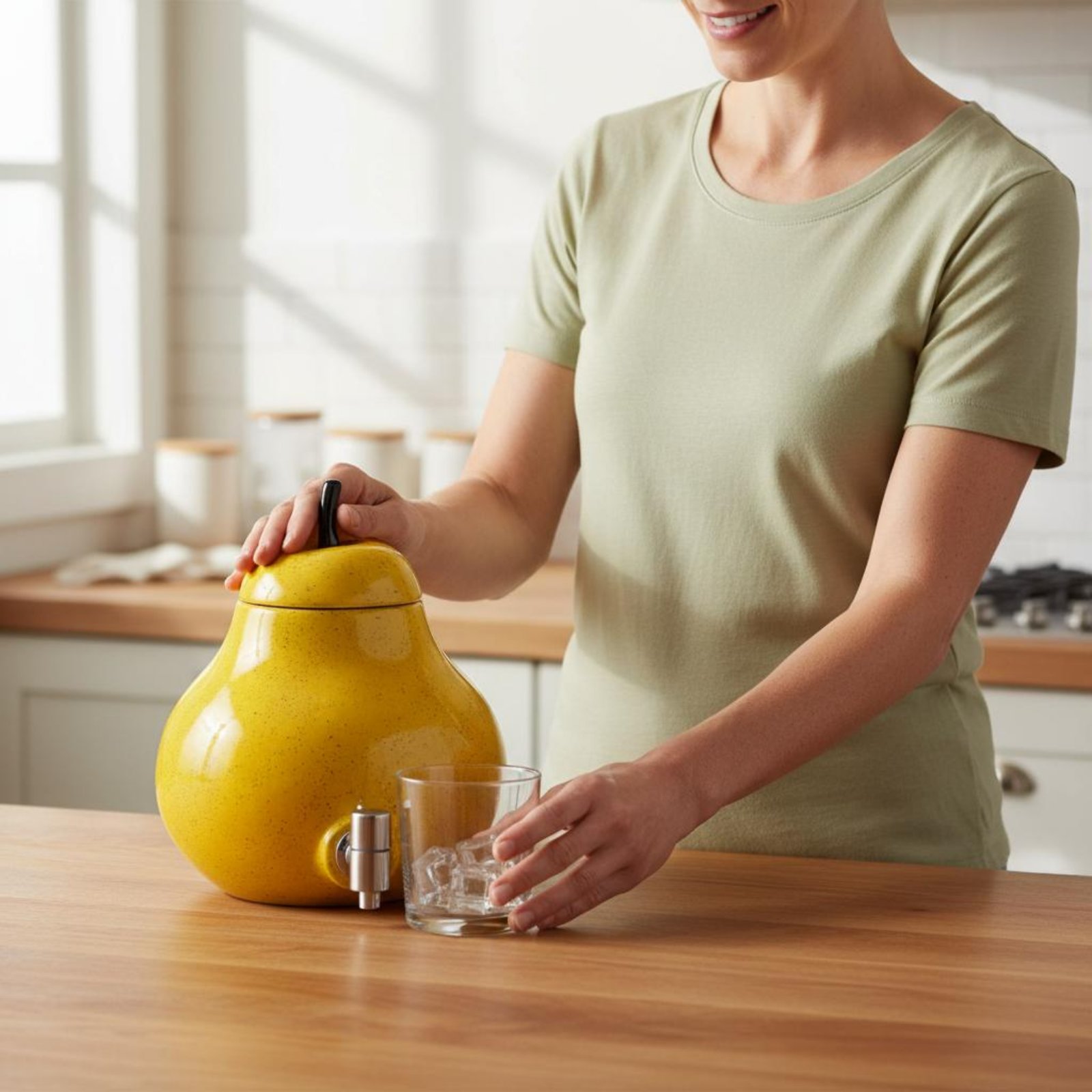 Cold Drink Dispenser - Pear Shaped Beverage Dispenser Food-Grade Material