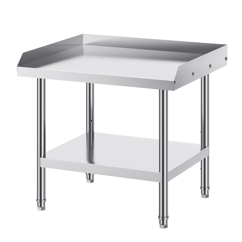 Commercial Kitchen Backsplash - Adjustable Height Stainless Steel Worktable, 24x28x26