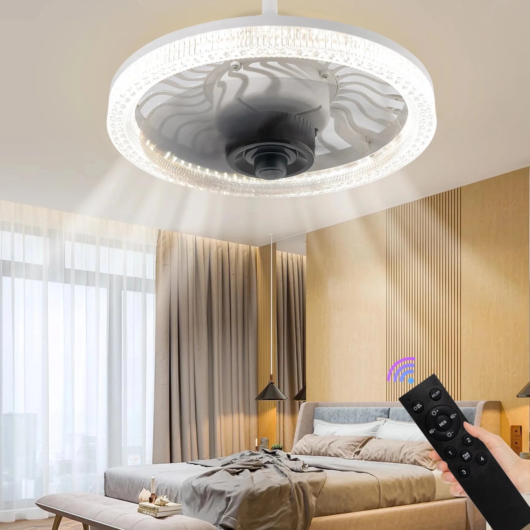 Smart LED Ceiling Fan Light wi - огляд і ціна Commercial Kitchen Lights