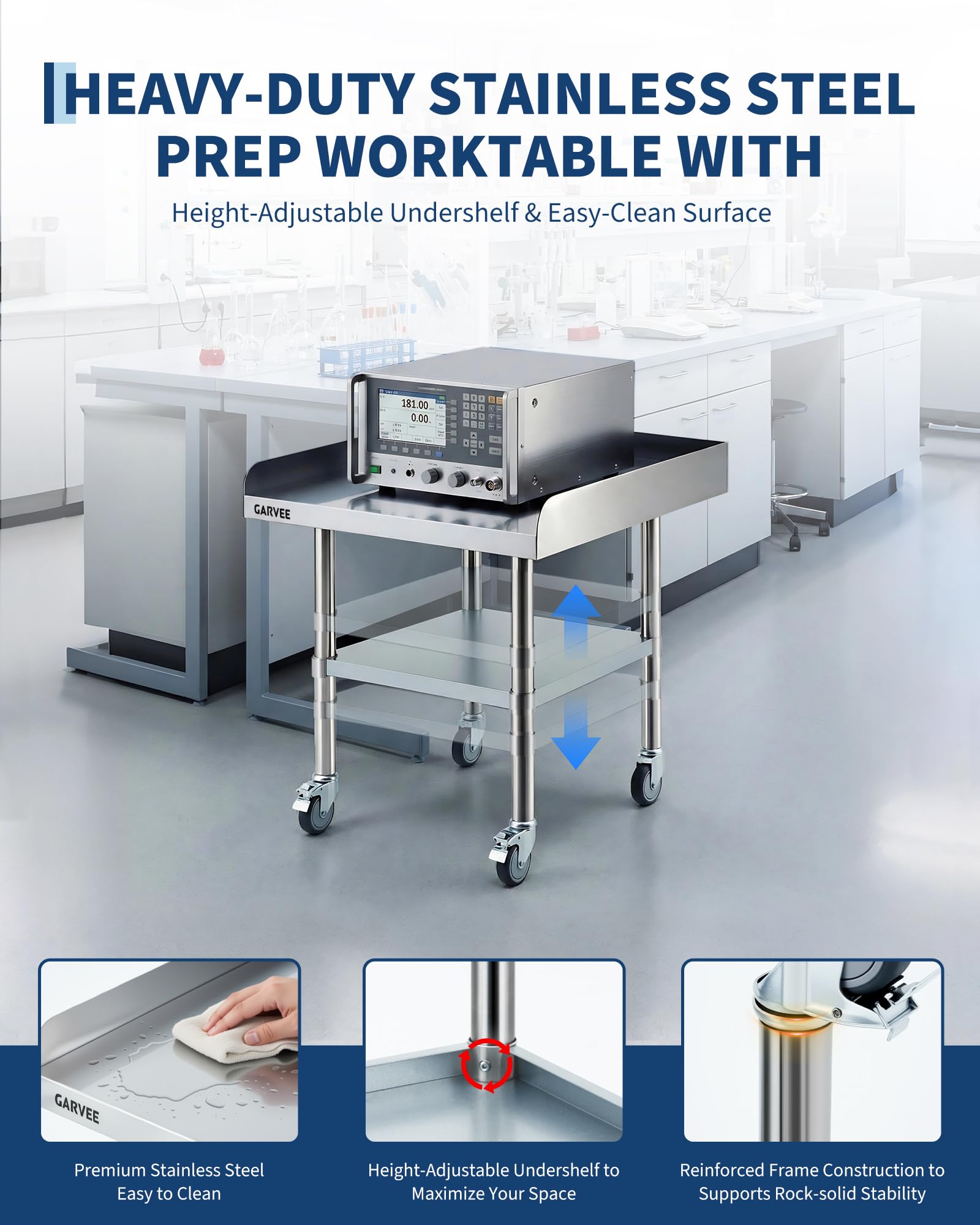 Stainless Steel Work Table Wit - огляд і ціна Commercial Kitchen Backsplash